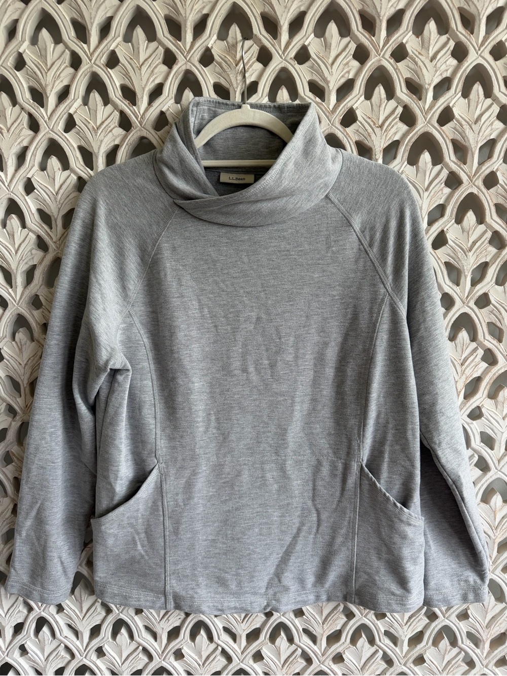 L.L.Bean Gray Cowl Neck Pullover Tunic Sweatshirt Size M
